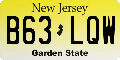 NJ license plate B63LQW