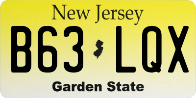 NJ license plate B63LQX