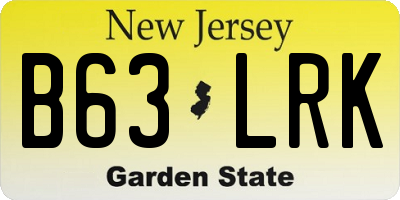 NJ license plate B63LRK