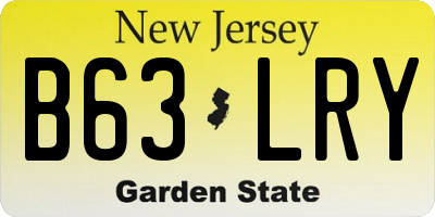 NJ license plate B63LRY