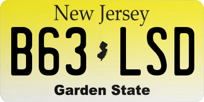 NJ license plate B63LSD