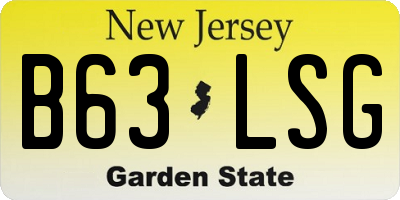 NJ license plate B63LSG
