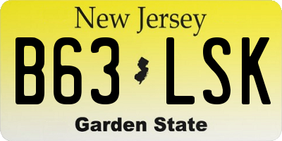 NJ license plate B63LSK
