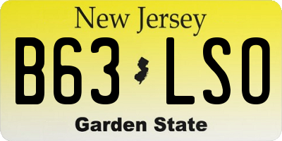 NJ license plate B63LSO