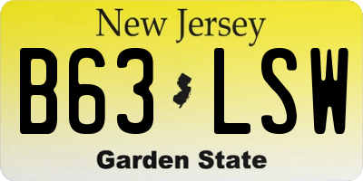 NJ license plate B63LSW