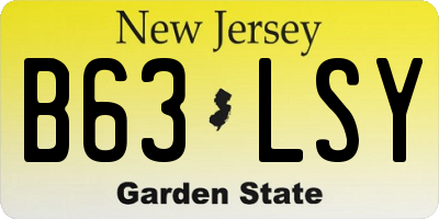 NJ license plate B63LSY