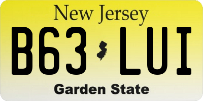 NJ license plate B63LUI