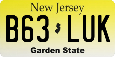 NJ license plate B63LUK