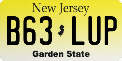 NJ license plate B63LUP