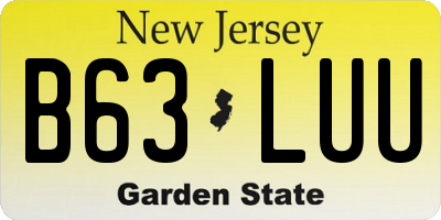 NJ license plate B63LUU