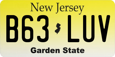 NJ license plate B63LUV