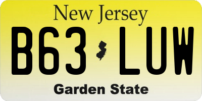 NJ license plate B63LUW