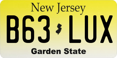 NJ license plate B63LUX