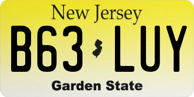 NJ license plate B63LUY