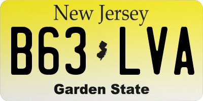 NJ license plate B63LVA