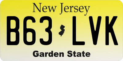 NJ license plate B63LVK