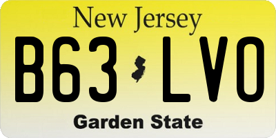 NJ license plate B63LVO