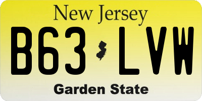 NJ license plate B63LVW