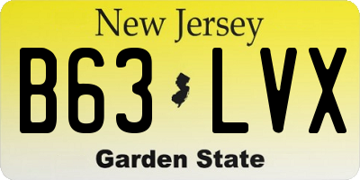 NJ license plate B63LVX