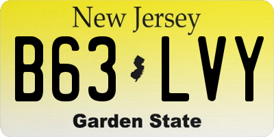 NJ license plate B63LVY