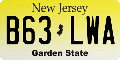 NJ license plate B63LWA