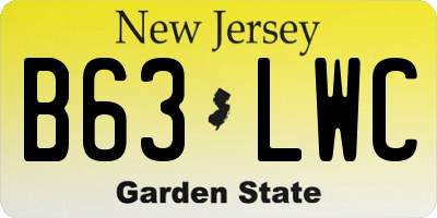 NJ license plate B63LWC
