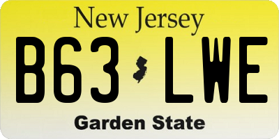 NJ license plate B63LWE