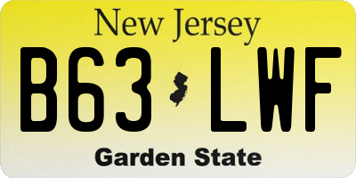 NJ license plate B63LWF