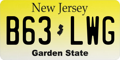 NJ license plate B63LWG