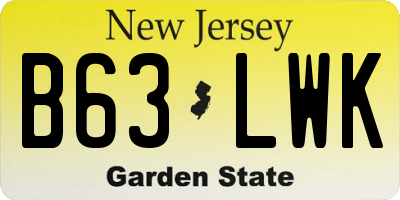 NJ license plate B63LWK