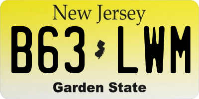NJ license plate B63LWM