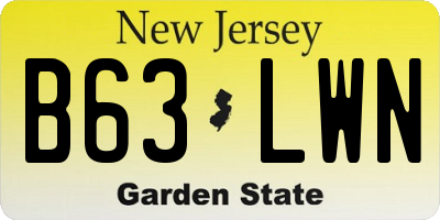 NJ license plate B63LWN