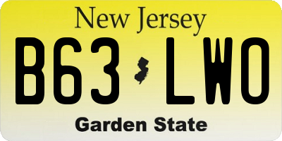 NJ license plate B63LWO
