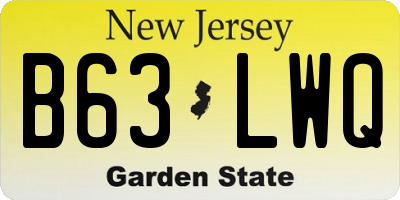 NJ license plate B63LWQ