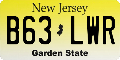 NJ license plate B63LWR