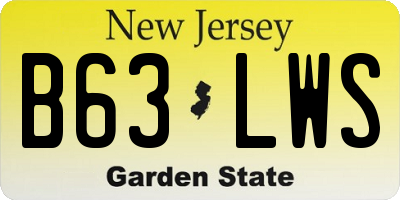 NJ license plate B63LWS
