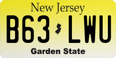 NJ license plate B63LWU