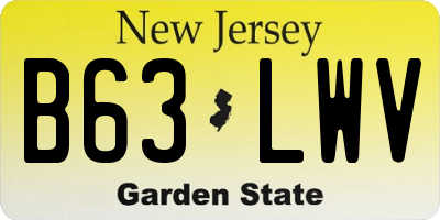 NJ license plate B63LWV