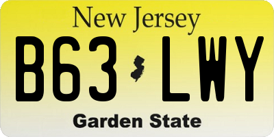 NJ license plate B63LWY