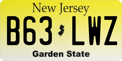 NJ license plate B63LWZ