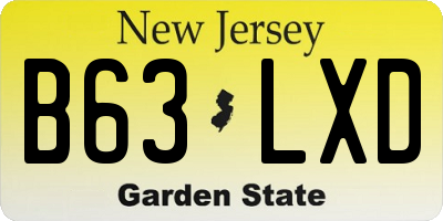 NJ license plate B63LXD