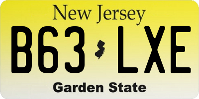 NJ license plate B63LXE