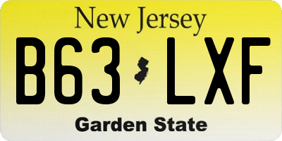 NJ license plate B63LXF