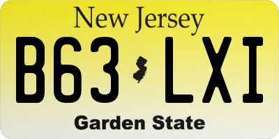 NJ license plate B63LXI