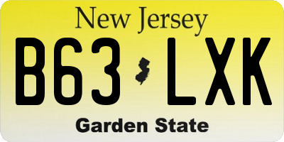 NJ license plate B63LXK