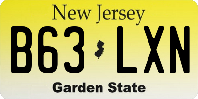 NJ license plate B63LXN