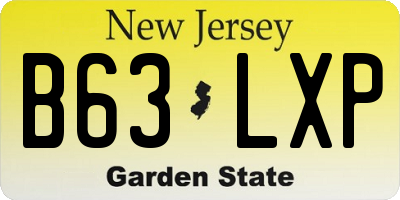 NJ license plate B63LXP