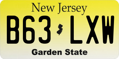 NJ license plate B63LXW
