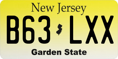 NJ license plate B63LXX