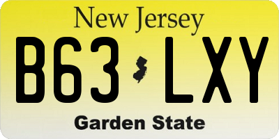 NJ license plate B63LXY